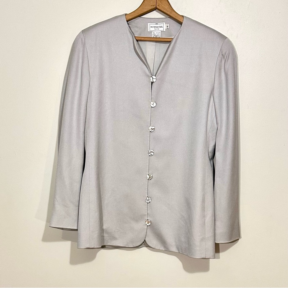 Vintage Henry Bendel 100% Silk Gray Blazer/Top Sz 8